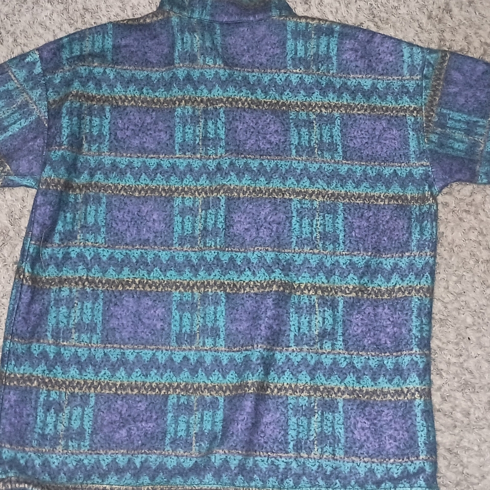 Chili Pepper Vintage Sweater Sweatshirt Size Large Color Purple Green Native - Picture 2 of 3